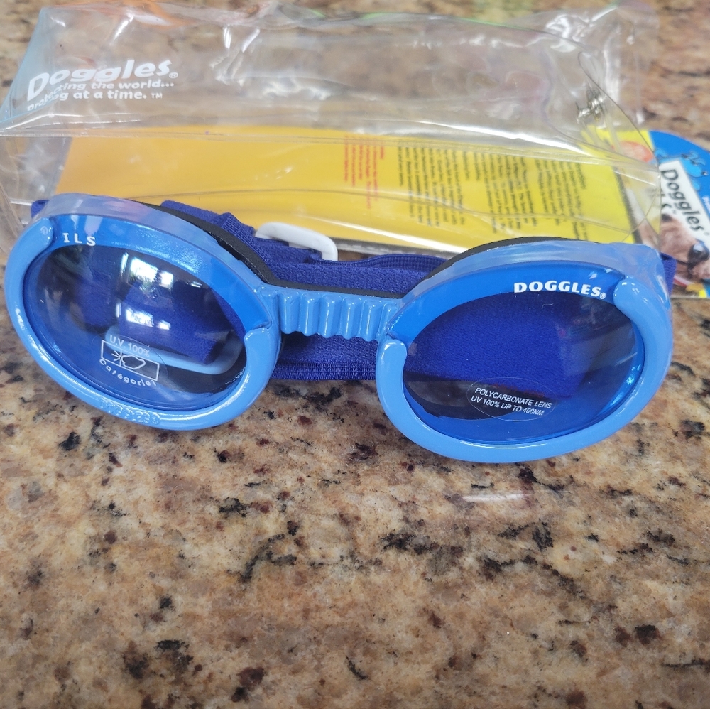 New Shiny Blue Frame Doggles with Blue Lens - xLarge